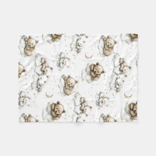 Sweet baby bears fast asleep on fluffy clouds fleecedecke (Vorderseite (Horizontal))