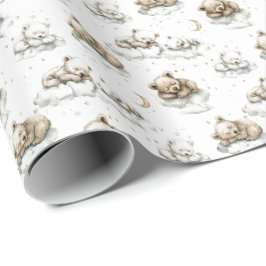 Sweet baby bears fast asleep on fluffy clouds geschenkpapier