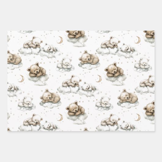 Sweet baby bears fast asleep on fluffy clouds geschenkpapier set (Vorderseite 2)