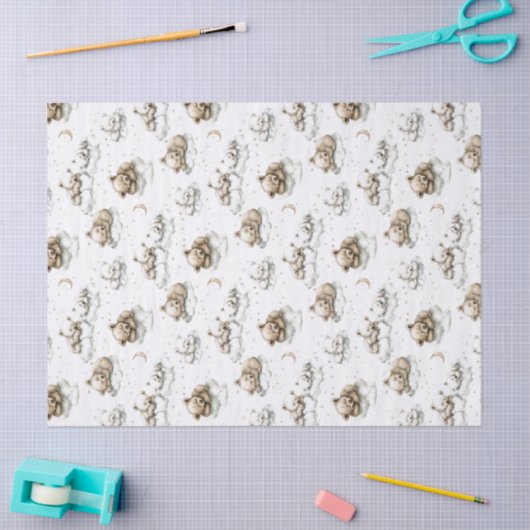 Sweet baby bears fast asleep on fluffy clouds seidenpapier (Basteln)