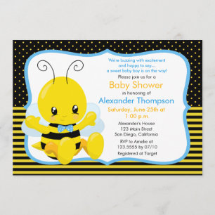 Sweet Baby Bee Boy Baby Shower Einladung