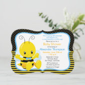 Sweet Baby Bee Boy Baby Shower Einladung (Stehend Vorderseite)