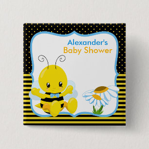 Sweet Baby Bee Boy Baby Showknopf Button