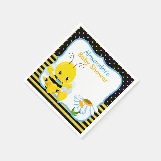 Sweet Baby Bee Boy Babyduschpapier Napkins Serviette (Ecke)