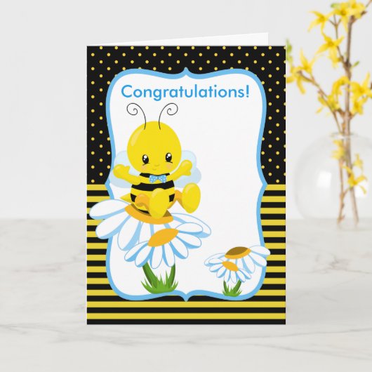 Sweet Baby Bee Boy Grußkarte Karte (Gelbe Blume)