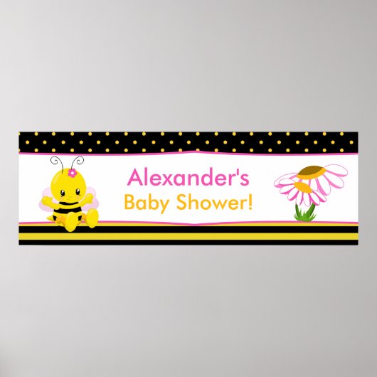Sweet Baby Bee Girl Baby Showbanner Poster (Vorne)