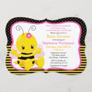 Sweet Baby Bee Girl Babydusche Einladung