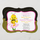 Sweet Baby Bee Girl Babydusche Einladung (Vorne/Hinten)
