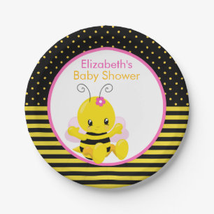 Sweet Baby Bee Girl Babydusche Papierplatte Pappteller