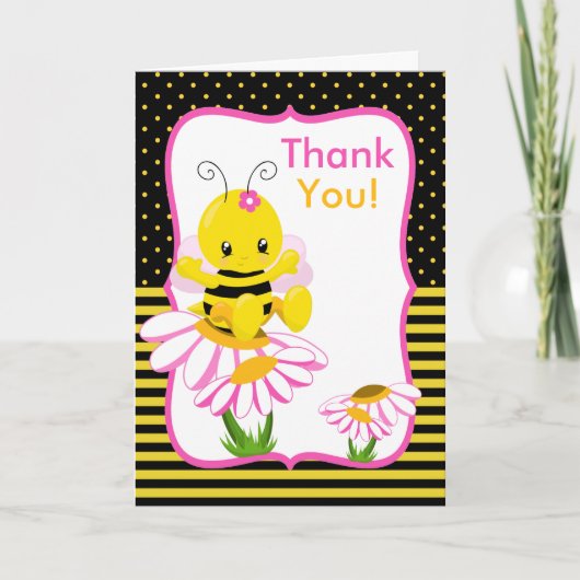 Sweet Baby Bee Girl Danke Karte (Vorderseite)