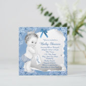 Sweet Baby Blue Baby Dusche Einladung (Stehend Vorderseite)