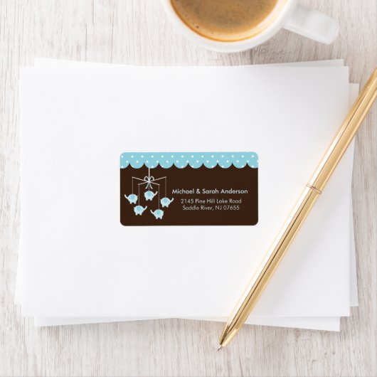 Sweet Baby Blue Elephant Mobile Address Label Adressaufkleber (Insitu)