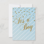 Sweet Baby Blue & Gold Confetti | Babydusche Einladung (Rückseite)