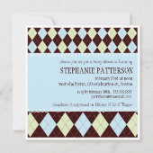 Sweet Baby Blue Raute Es ist eine Kinderdusche Einladung (Rückseite)