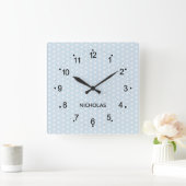 Sweet Baby Blue Stars Quadratische Wanduhr (Zuhause)