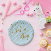 Sweet Baby Blue und Gold Confetti Pappteller (Party)