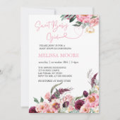Sweet baby boho bordeauxrosa Blütenblüte Einladung (Vorderseite)