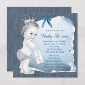 Sweet Baby Boy Blue Denim Baby Dusche Einladung (Vorne/Hinten)