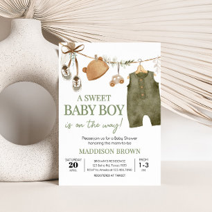 Sweet Baby Boy Boho Kleidung Babydusche Einladung