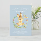 Sweet Baby Boy Bunny Baby Dusche Einladung (Stehend Vorderseite)