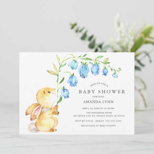 Sweet Baby Boy Bunny Baby Dusche Einladung (Stehend Vorderseite)