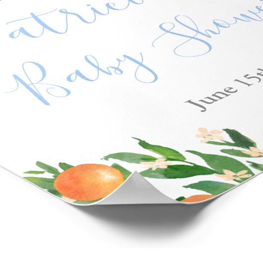 Sweet Baby Boy Citrus Orangen Dusche Willkommen Poster (Ecke)