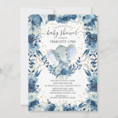 Sweet Baby Boy Elephant Baby Dusche Einladung (Vorderseite)