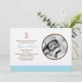 Sweet Baby Boy Foto Taufe Einladung (Stehend Vorderseite)