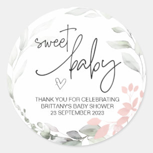 Sweet Baby Boy Girl Niedlich Baby Dusche Gastgesch Runder Aufkleber