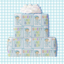 Sweet Baby Boy in Blue Baby Dusche Niedlich Pastel Geschenkpapier
