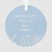 Sweet Baby Boy Name Birth Announcement Keepsake Ornament (Rückseite)