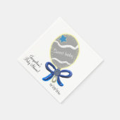 Sweet Baby Boy Rattle Blue Bow Baby Dusche Serviette (Ecke)