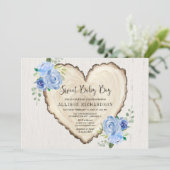 Sweet baby Boy rustic Valentine Herzdusche Einladung (Stehend Vorderseite)