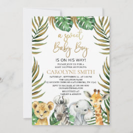 Sweet Baby Boy Safari Jungle Animals Baby Dusche Einladung