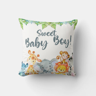 Sweet Baby Boy Safari Tiere Baby Dusche Kissen. Kissen