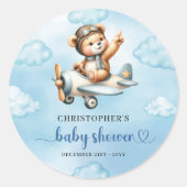 Sweet Baby Boy Teddy Aviator Blue Brown Sticker (Vorderseite)