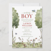 Sweet Baby Boy Wildblume Strawberry Baby Dusche Einladung (Vorderseite)