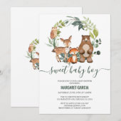Sweet Baby Boy Woodland Animals Kinderdusche Einladung (Vorne/Hinten)