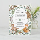 Sweet Baby Boy Woodland Forest Animals Dusche Einladung (Stehend Vorderseite)