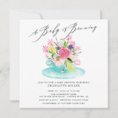 Sweet Baby Brewing Floral Baby Tee Einladung (Vorderseite)