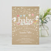 Sweet Baby Bunnies Neutral Baby Dusche Einladung (Stehend Vorderseite)