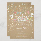 Sweet Baby Bunnies Neutral Baby Dusche Einladung (Vorne/Hinten)