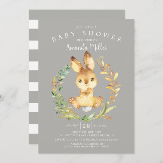 Sweet Baby Bunny Baby Dusche Einladung (Vorne/Hinten)