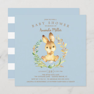 Sweet Baby Bunny Boys Babydusche Einladung