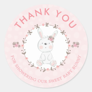 Sweet Baby Bunny Floral Baby Dusche Vielen Dank Runder Aufkleber