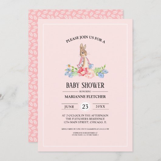 Sweet Baby Bunny | Kaninchendusche Einladung (Vorne/Hinten)