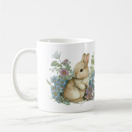 Sweet Baby Bunny mit Blue Purple Blumen Kaffeetasse
