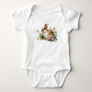 Sweet Baby Bunny Rabbit in Blume Field Strampler