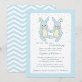Sweet Baby Bunny Twin Boys Babydusche Einladung (Vorne/Hinten)
