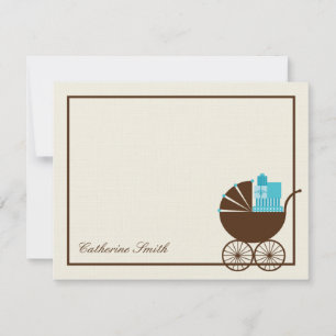 Sweet Baby Carriage Baby Dankeschön Card - Blue Mitteilungskarte